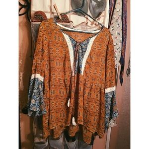 Bell Sleeve Rust Colored Blouse